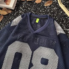 批发美式<b class='q'>街头</b>短袖T恤男女镂空网眼嘻哈潮牌情侣休闲运动球衣