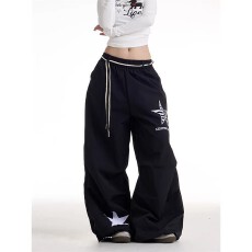 批发美式复古辣妹印花<b class='q'>休闲裤</b>女2026新款宽松显瘦百搭阔腿长裤子