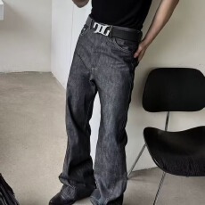 批发2026美式高街复古水洗修身微喇牛仔裤男潮牌百搭休闲拖地<b class='q'>长裤</b>子