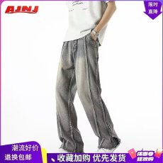 美式复古黑色铆钉烫钻工装休闲裤女款高街设计感宽松垂感阔腿裤子