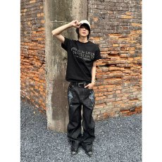 批发美式复古花卉印花微喇牛仔裤男女cleanfit百搭宽松直筒拖地<b class='q'>长裤</b>子