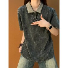 批发潮牌假两件polo领<b class='q'>短袖</b>男夏季2026新款宽松设计感情侣半袖<b class='q'>男生</b>T恤