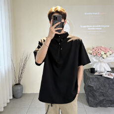 批发潮牌假两件polo领<b class='q'>短袖</b>男夏季2026新款宽松设计感情侣半袖<b class='q'>男生</b>T恤