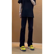 批发黑色弯刀牛仔裤男款秋<b class='q'>冬</b>潮牌cleanfit裤子美式高街vibe直筒微喇裤