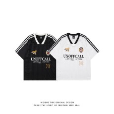 批发美式字母V领运动球衣服短袖<b class='q'>T</b><b class='q'>恤</b>女夏季ootd穿搭泽西风宽松半袖上衣