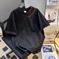 重工刺绣~美式潮牌纯棉短袖t恤男款夏季情侣装设计感小众女装上衣