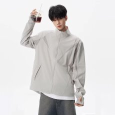 批发凉感轻薄美式正肩立领网眼透气防晒衣<b class='q'>男</b>夏潮牌运动户外防晒服