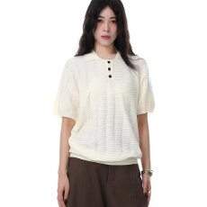 批发UNLG老钱风polo衫提花肌理针织短袖t恤<b class='q'>男</b>夏季高级感宽松镂空上衣