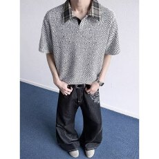 批发银丝斜纹p0l0衫M-3XL灰色白色黑色网图