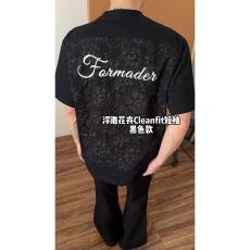 批发美式黑色立体浮雕短袖男款夏季小众提花刺绣<b class='q'>t</b><b class='q'>恤</b>重磅cleanfit半袖