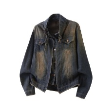 批发短款高质量<b class='q'>夹克</b>40%聚酯纤维40%棉20%再生纤维JK8618蓝色S到3XL