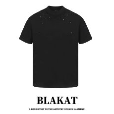 美式复古脊骨小众金属柳钉脊骨正肩短袖修身T恤上衣男款