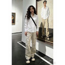 批发原版高质量刺绣老钱<b class='q'>衬衫</b>黑色白色M-3XL