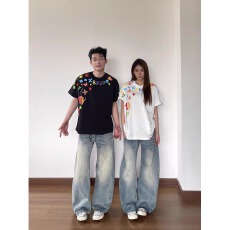 原版浆印高质量纯棉220g黑色白色灰色M-3XL