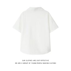 日系复古古巴领刺绣夏威夷短袖衬衫男宽松高级感度假风五分袖衬衣