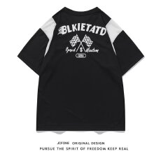 批发标准印花五分袖POLO衫新款夏季2023潮<b class='q'>男</b>潮流日系文艺时尚青春流行