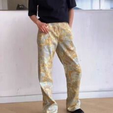 批发美式复古黄色扎染牛仔裤男2026春<b class='q'>秋</b>款花色宽松阔腿直筒彩裤欧货夏