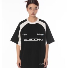 批发2024春秋新款美式复古圆领套头<b class='q'>卫衣</b>中性高街宽松长袖拼接上衣