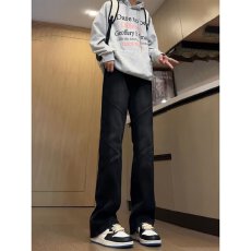 美式复古拉链牛仔裤男2025春季休闲微喇弯刀裤子高街vibe潮牌男裤