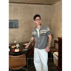 原版12针细针棉纱洗水黑灰M-2XL