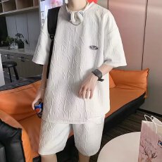 批发新款五分裤原宿文艺五分袖休闲套装ins慵懒<b class='q'>夏</b>季日系T恤气质潮流男