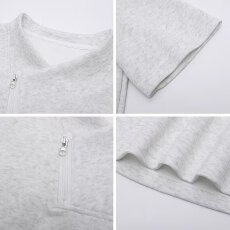 批发解构设计感半高领t恤男廓形垫肩宽松短袖<b class='q'>卫衣</b>叠v堆堆领半截袖体恤