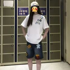 32支双纱240克纯棉内里贴布三本针+重工刺绣 纯棉短袖上衣