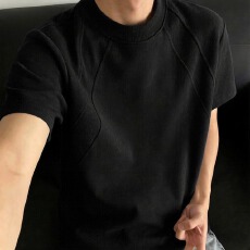 批发解构正肩纯棉短袖t恤男<b class='q'>夏</b>季潮牌美式衣服宽松青少年重磅半袖体恤