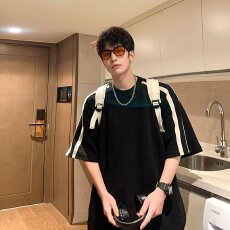 美式潮牌男装2024夏季新款大码t恤纯色校园风半袖运动上衣ins日常