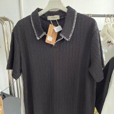 批发翻领polo衫短袖t恤夏装高腰短款坑条纹半袖修身上衣服ins潮