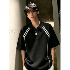 批发2026男夏季解构拼接空气层短袖POLO衫男女复古<b class='q'>潮</b>牌情侣翻领体恤
