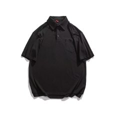 批发日系复古POLO衫男夏季<b class='q'>潮</b>牌设计感小众宽松休闲口袋衬衫领短袖t恤
