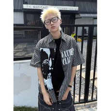 批发2026<b class='q'>潮</b>牌夏季格纹短袖衬衫男女宽松百搭休闲时尚情侣衬衣