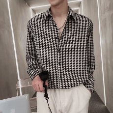 批发高级感衬衫男士长袖秋季新款防晒外套薄款宽松百搭翻领发型师衬衣