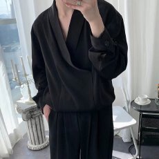 批发小众设计感衬衫男个性<b class='q'>潮</b>牌垂感气质休闲港风日系bf宽松长袖衬衣