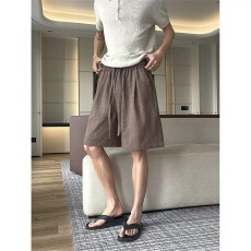 批发美式潮牌拼接休闲短裤男夏季薄款运动直筒裤子松紧腰宽松五分裤潮