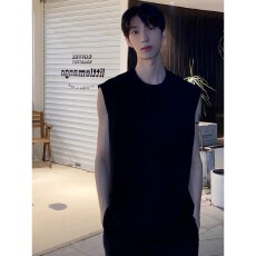 美式重磅纯棉无袖T恤男生夏季休闲百搭坎肩背心健身透气运动上衣