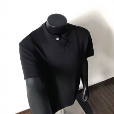重磅美式纽扣V领短袖t恤男款潮牌设计感小众cleanfit半袖