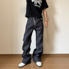 批发潮牌美式丹宁<b class='q'>直筒</b><b class='q'>牛仔裤</b>男<b class='q'>女</b>复古宽松潮流百搭黑色阔腿<b class='q'>裤</b>