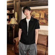 批发cleanfit假两件拉炼短袖<b class='q'>T</b><b class='q'>恤</b><b class='q'>男</b>款夏季美式复古设计感灰色半袖卫衣