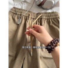 批发vintage卡其色扎染褶皱短裤男款夏<b class='q'>潮</b>牌工装裤水洗半裤直筒五分裤