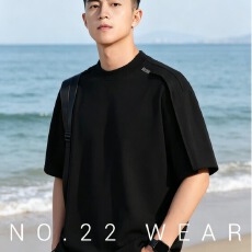 批发2026夏季重磅小领口纯色日系男短袖T恤<b class='q'>潮</b>白色内搭半袖打底衫上衣