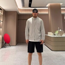 批发夏季薄款美式立领运动户外男士<b class='q'>长袖</b>肌理感透气防水夹克休闲男外套
