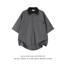 批发工装<b class='q'>短袖</b><b class='q'>衬衫</b><b class='q'>男士</b>夏季日系复古宽松休闲半袖<b class='q'>衬衣</b>美式痞帅潮牌外套
