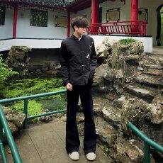 批发黑色垂感西裤<b class='q'>男</b>款夏季直筒ing微喇裤子高级休闲<b class='q'>西装</b>裤<b class='q'>男</b>士