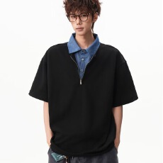 批发2026夏季撞色半拉链短袖<b class='q'>POLO</b><b class='q'>衫</b><b class='q'>男</b>女简约高级感休闲通勤百搭上衣