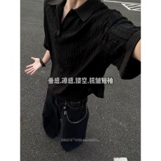 批发网络图、原版高质量提花T恤黑色杏色M-3XL