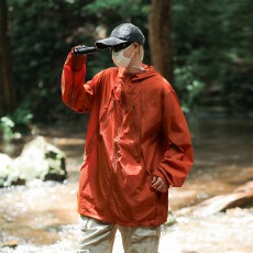 批发冰丝皱防晒衣UPF50+砖红黑浅卡其M-2XL