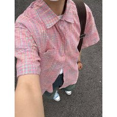 批发港味复古短袖衬衫男设计感小众甜美衬衣夏季新款百搭宽松外套上衣