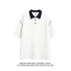 批发夏季男士高级感拼接翻领polo衫短袖<b class='q'>商务</b><b class='q'>休闲</b>时尚百搭宽松透气T恤